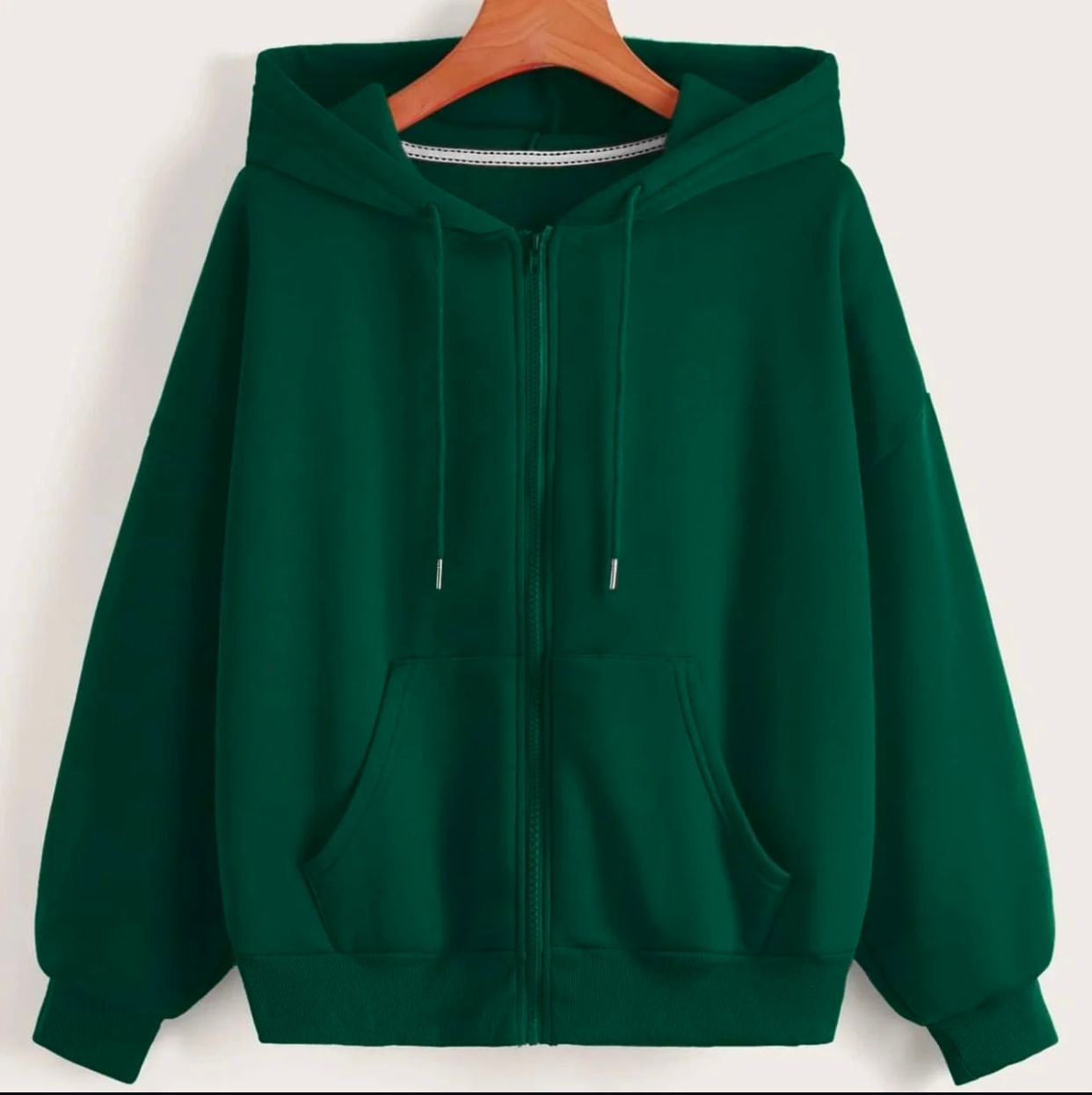 Plain Bottle Green Zipper