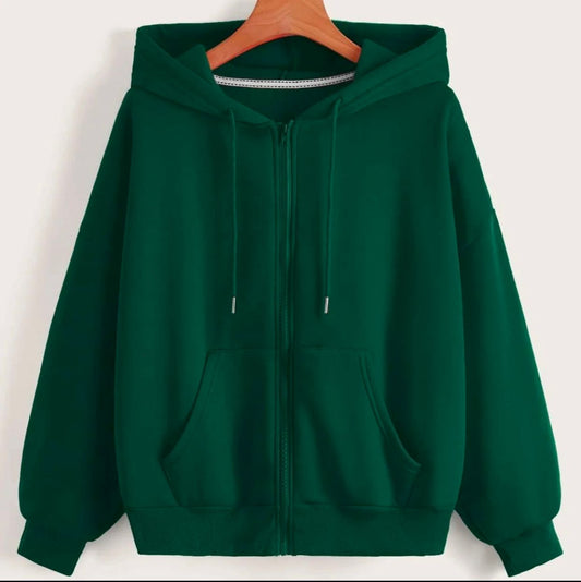 Plain Bottle Green Zipper