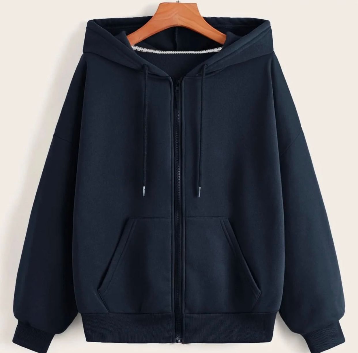 Plain Navy Blue Zipper