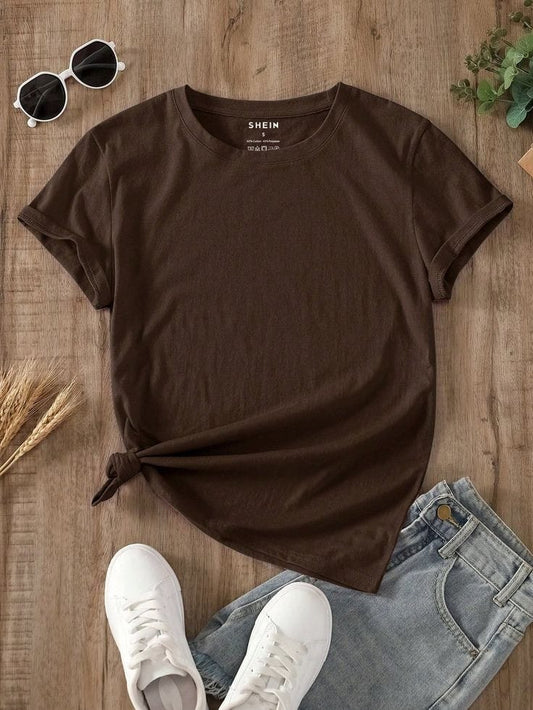 Dark Brown Round Neck